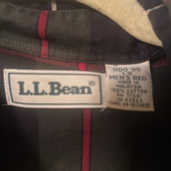 VTG L.L. Bean Green Navy Res Plaid Button-down Shirt Size L Regular - Picture 3 of 5